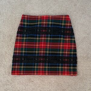 J. Crew Red and Green Plaid Tartan Mini Skirt